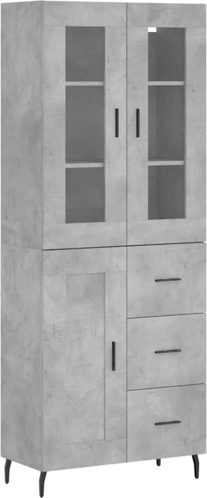 vidaXL betonszürke szerelt fa magasszekrény 69,5 x 34 x 180 cm