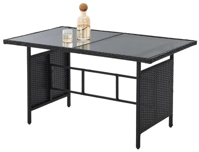 Juskys Turin rattan kerti bútor szett - fekete