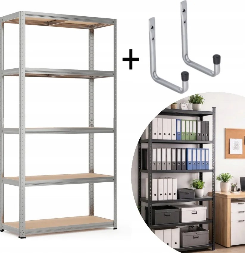 Tárolószekrény fém horganyzott 180x90x40cm 175kg polcra Garázskampók