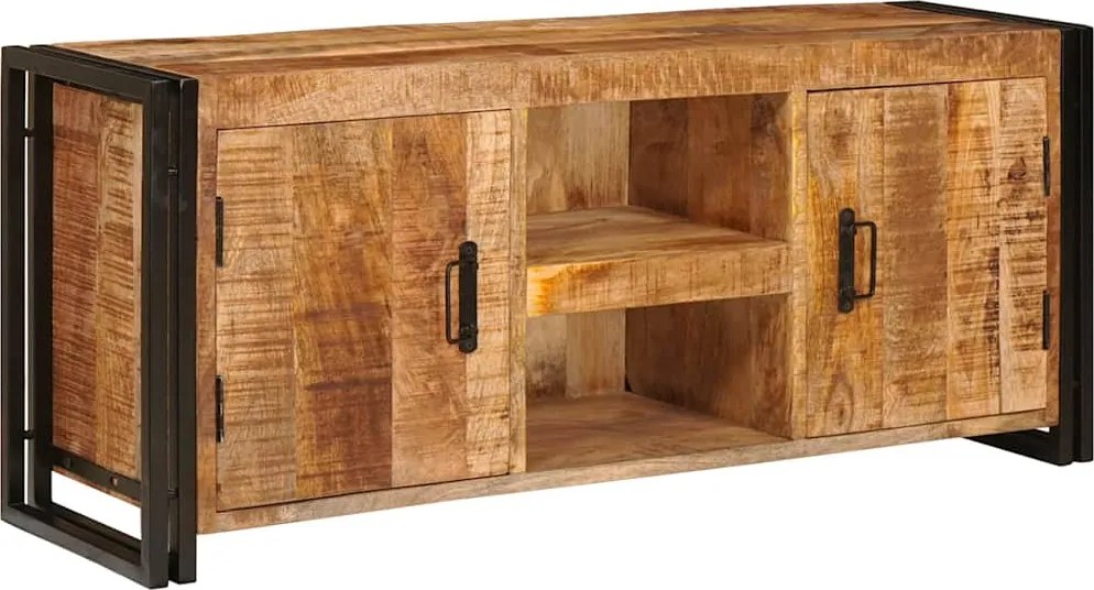 vidaXL TV szekrény ajtóval Barna 120 x 30 x 50 cm Tömör nyers mangófa