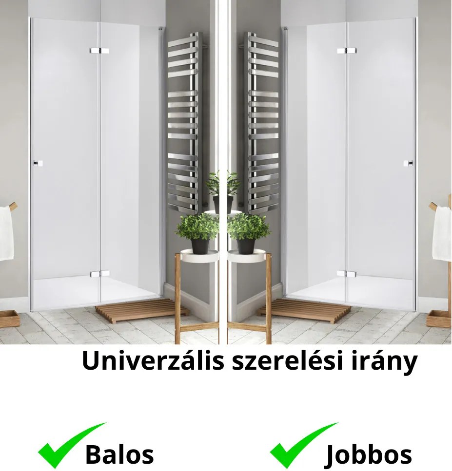 Stuxi Verona 90 cm széles csukló zuhanyajtó, 6 mm vízlepergető üveggel, króm profillal