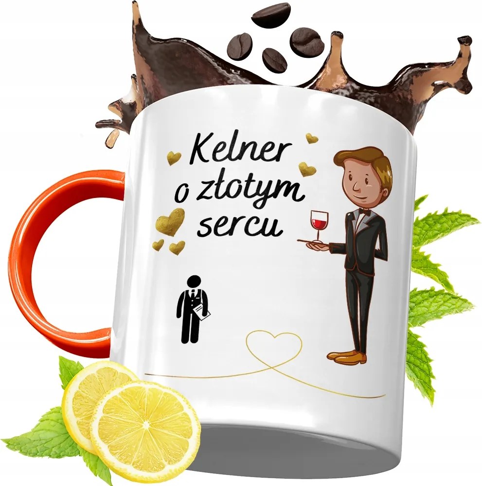 Narancssárga Bögre Pincérnek Ajándék fényképes nyomtatással