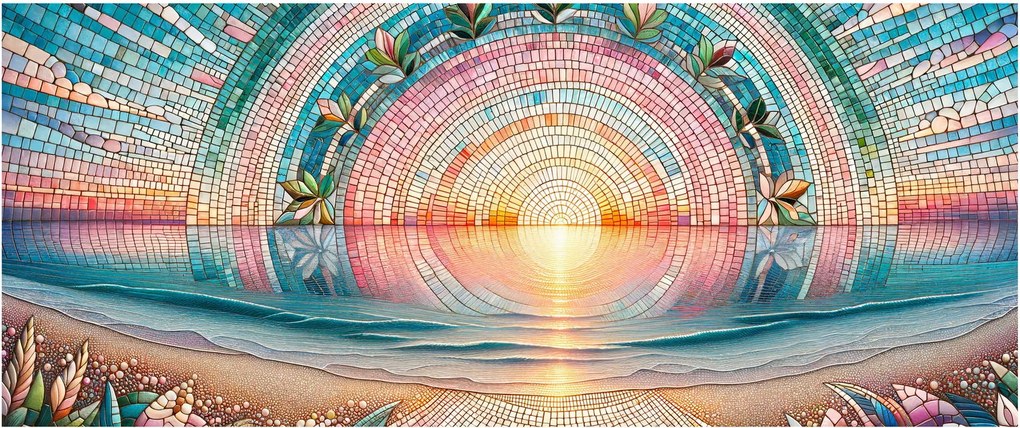 Kép – Naplemente mozaik (120x50 cm)