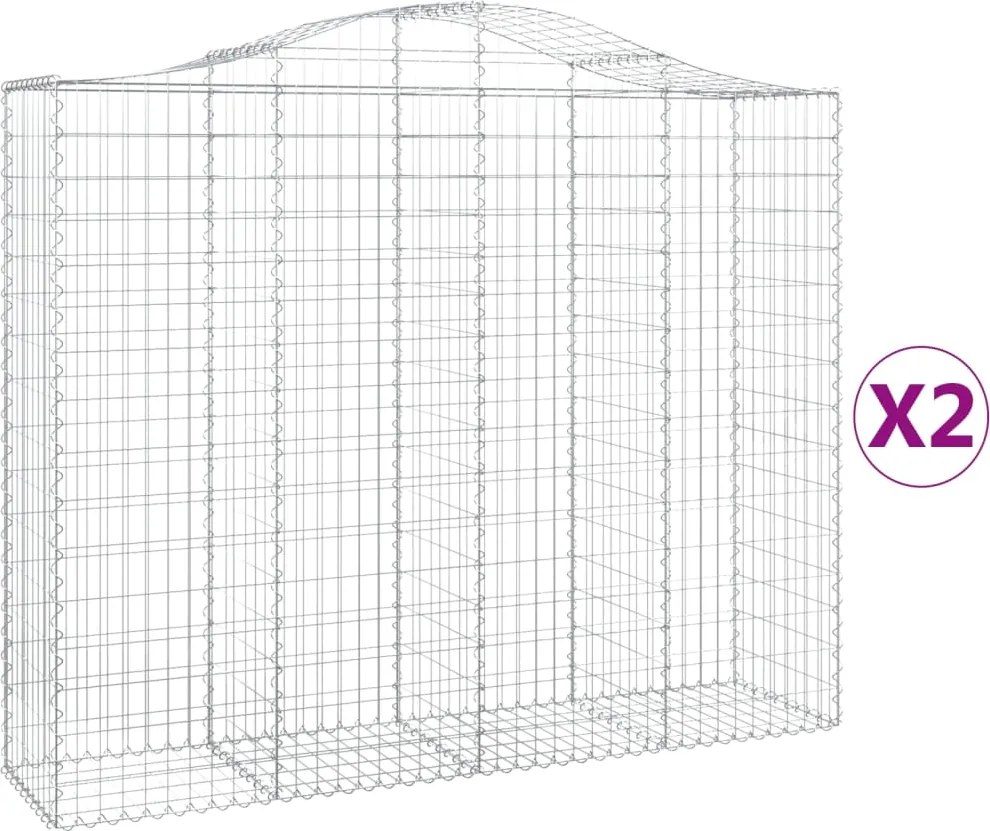 vidaXL 2 db íves horganyzott vas gabion kosár 200x50x160/180 cm