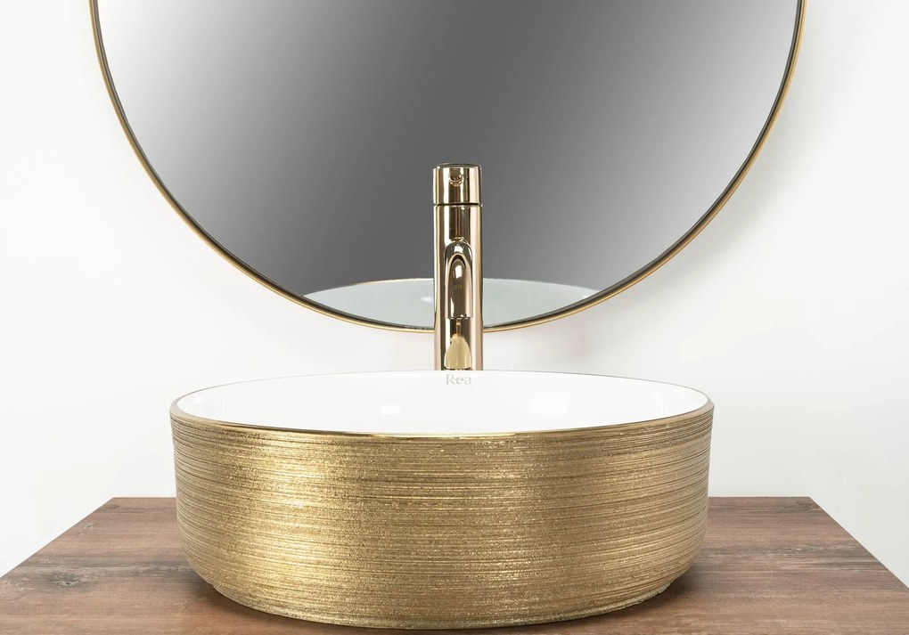 Pultos mosdó Rea Sami White Brush Gold
