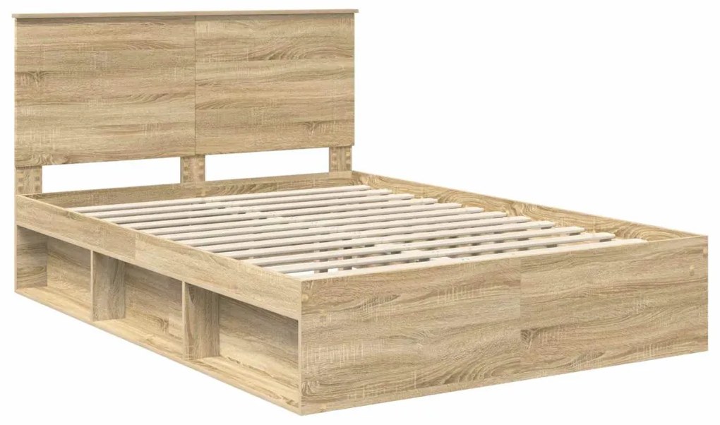 vidaXL Ágykeret fejtámlával Sonoma 160 x 200 cm Tömör fenyőfa