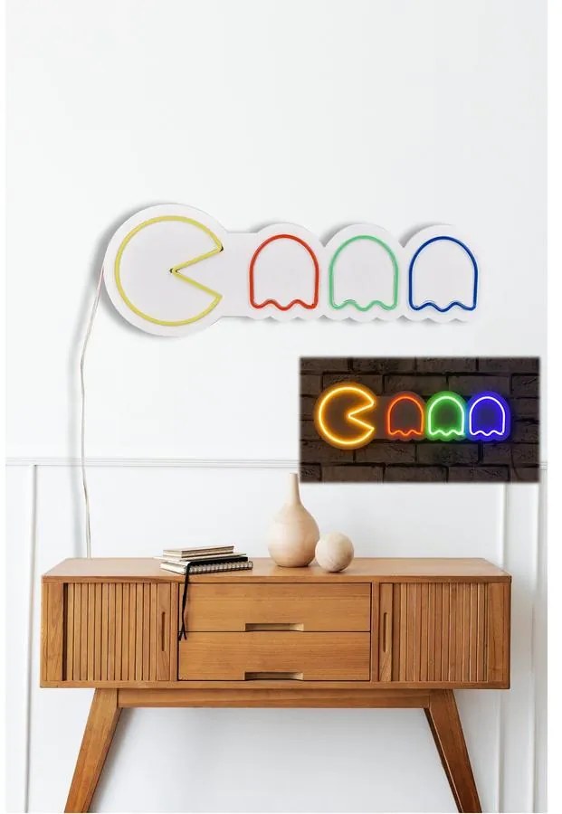 Műanyag LED-es fali dekoráció, Pacman - Multicolor