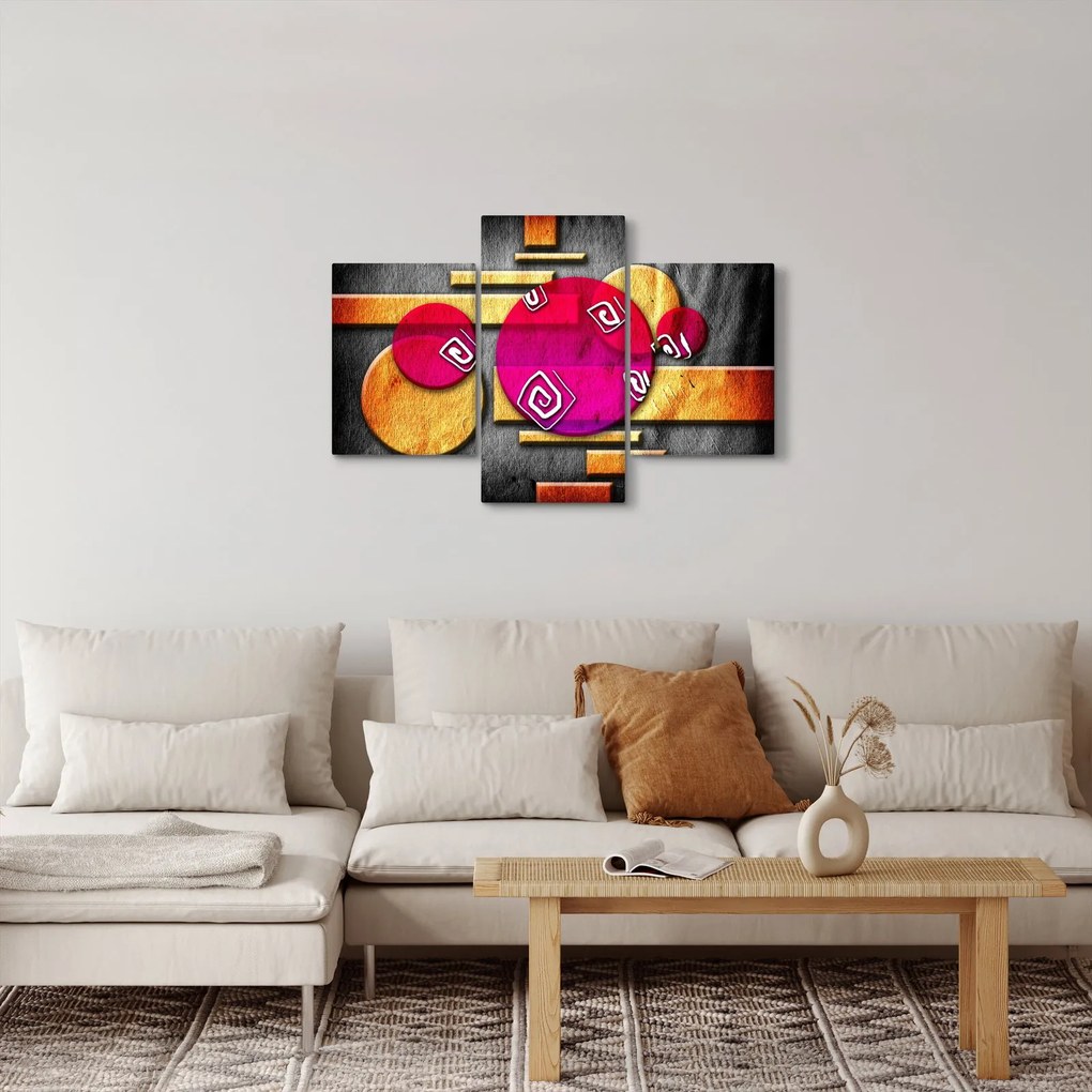 Absztrakt kép történelmi szimbólumokkal (90x60 cm)