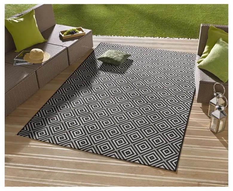 Karo fekete-fehér kültéri szőnyeg, 160 x 230 cm - NORTHRUGS
