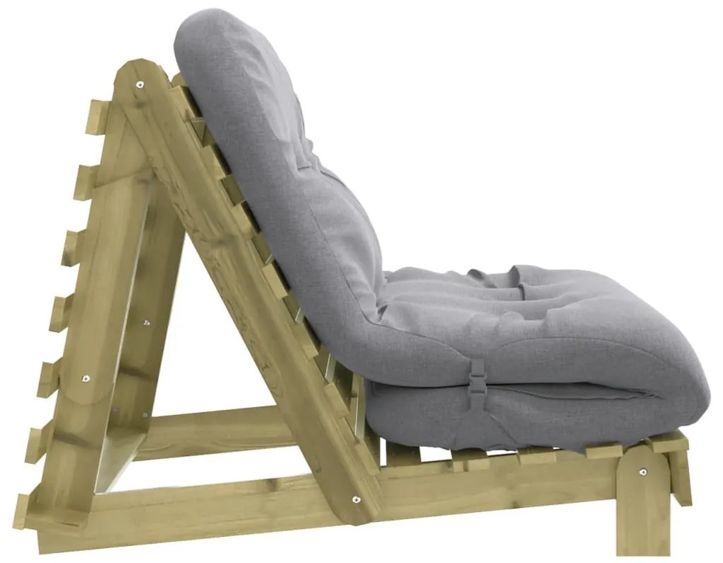 tömör impregnált fenyőfa futon kanapéágy matraccal 100x206x11cm