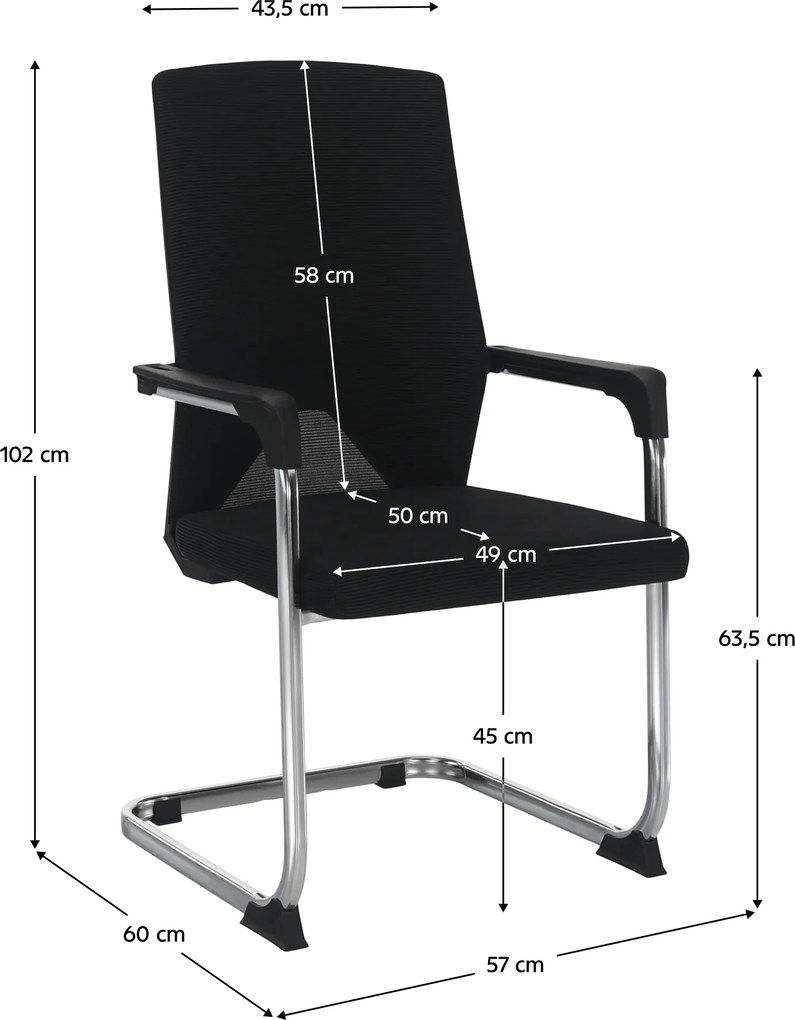 Tárgyalószék, fekete, RAVIL