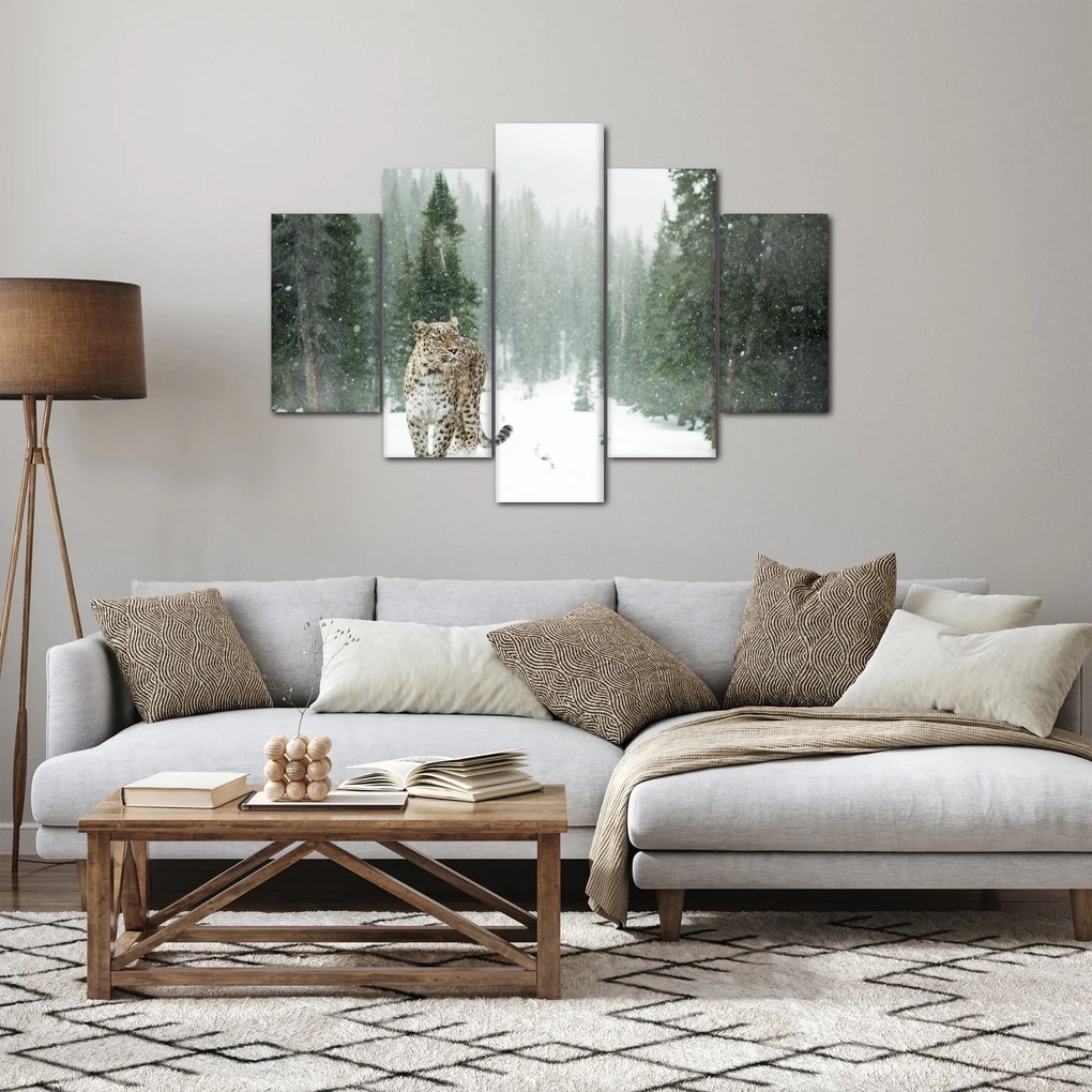 Leopárd a hóban képe (150x105 cm)