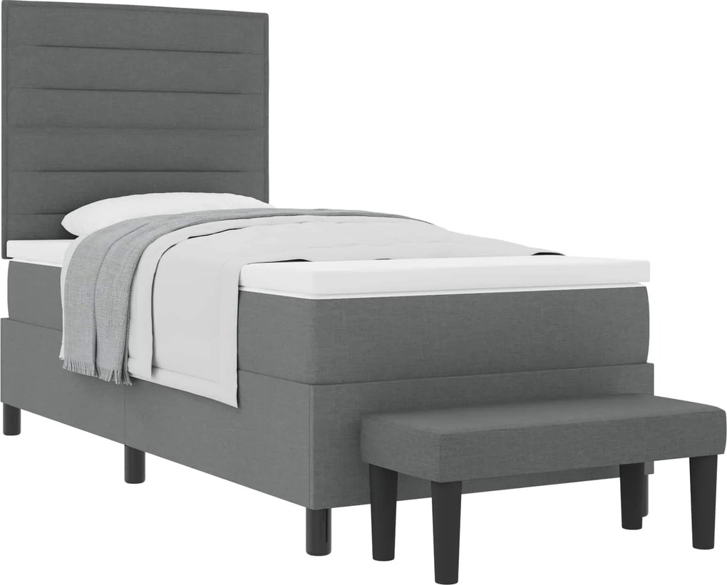 vidaXL Boxrugós ágy matracmal Sötétszürke 80 x 200 cm szövet