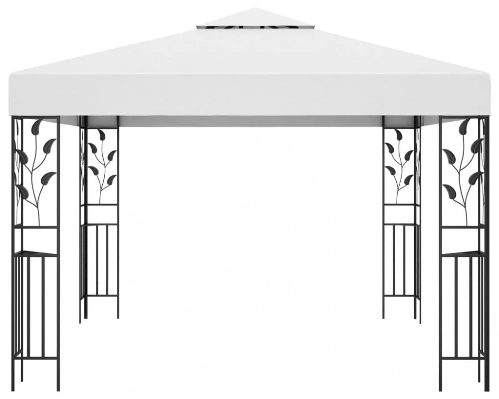 fehér pavilon LED fényfüzérrel 3 x 3 m