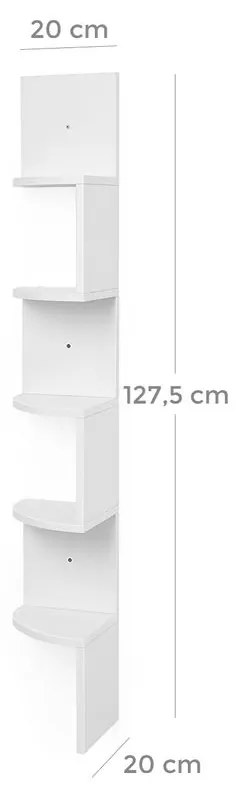 CIK-CAK polc/könyvtár, 20x20x127,5cm, fehér Vasagle