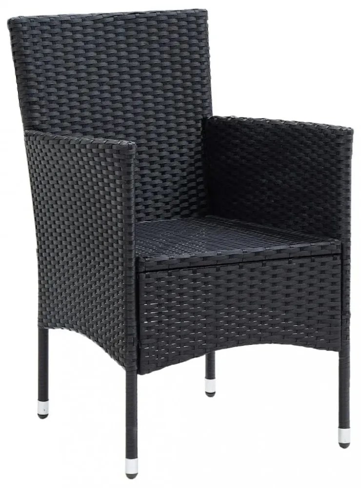 vidaXL 5 részes fekete polyrattan kerti étkezőgarnitúra párnákkal
