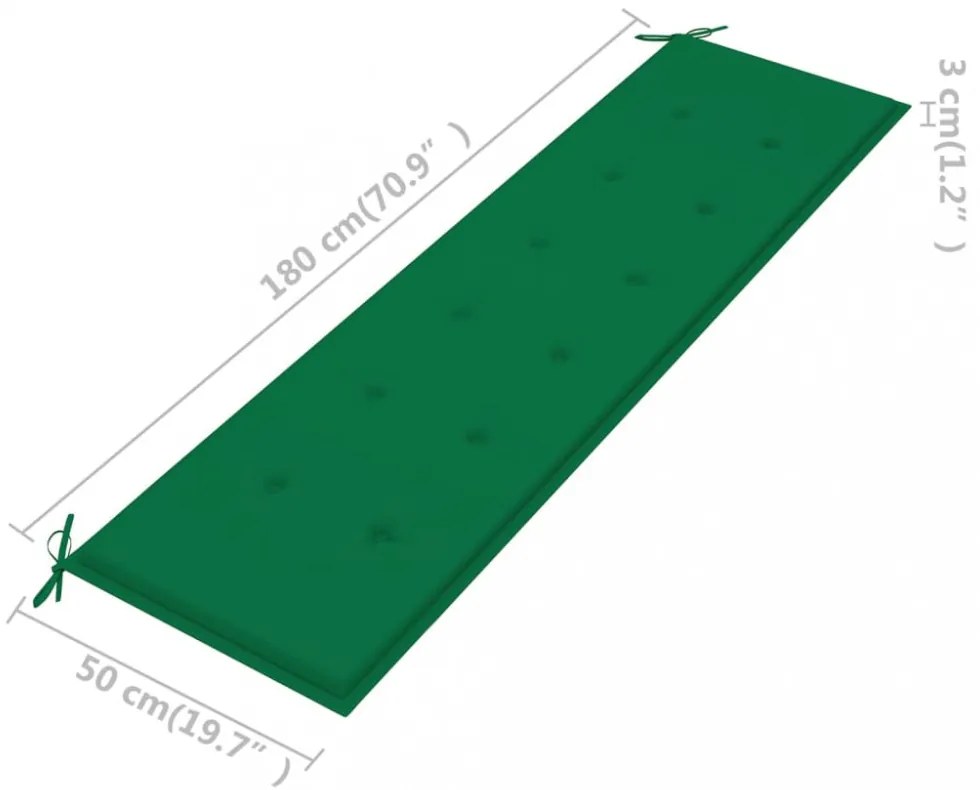 zöld oxford szövet kerti padpárna 180 x 50 x 3 cm