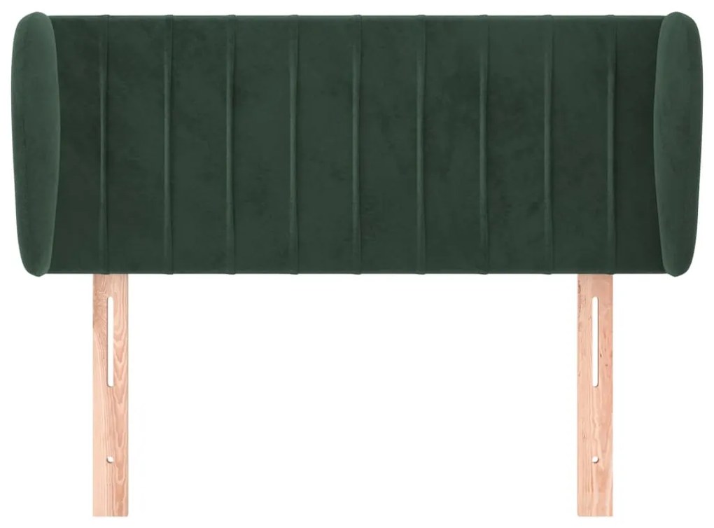 sötétzöld bársony fejtámla szárnyakkal 103x23x78/88 cm
