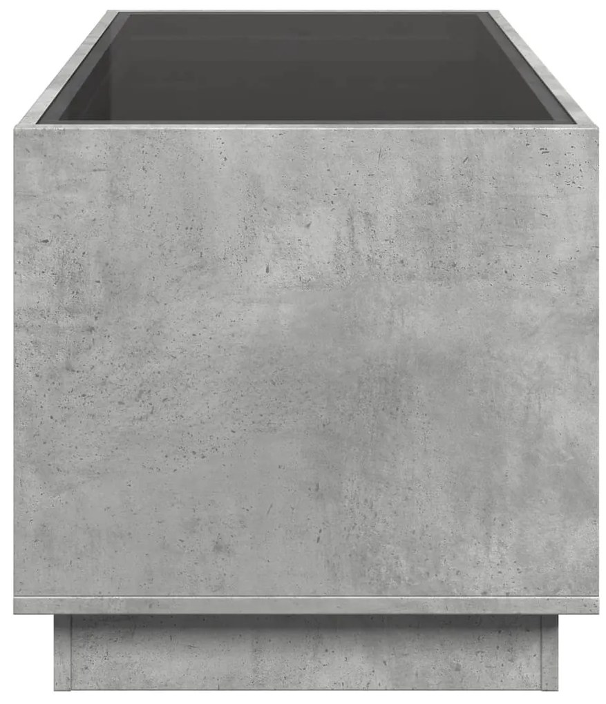 betonszürke végtelen hatású LED-es dohányzóasztal 70x50x50 cm