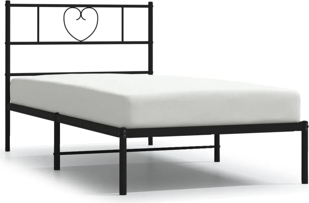 vidaXL fekete fém ágykeret fejtámlával 107 x 203 cm