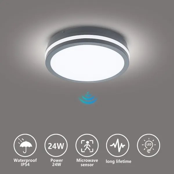 Brilagi - BENE LED kültéri lámpa érzékelővel, LED/24W/230V, átm. 26 cm, IP54
