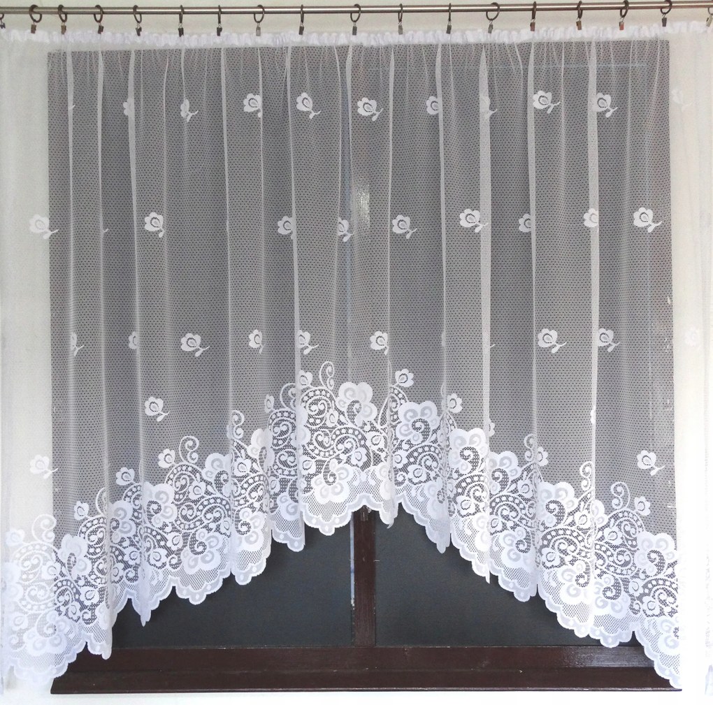 Mg Függöny jacquard 4146 Ív Fehér 280X150 szalaggal