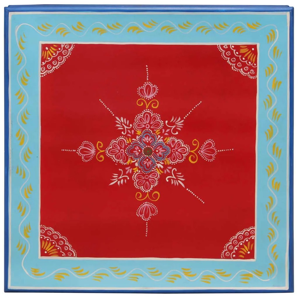 kézzel festett piros tömör mangófa dohányzóasztal