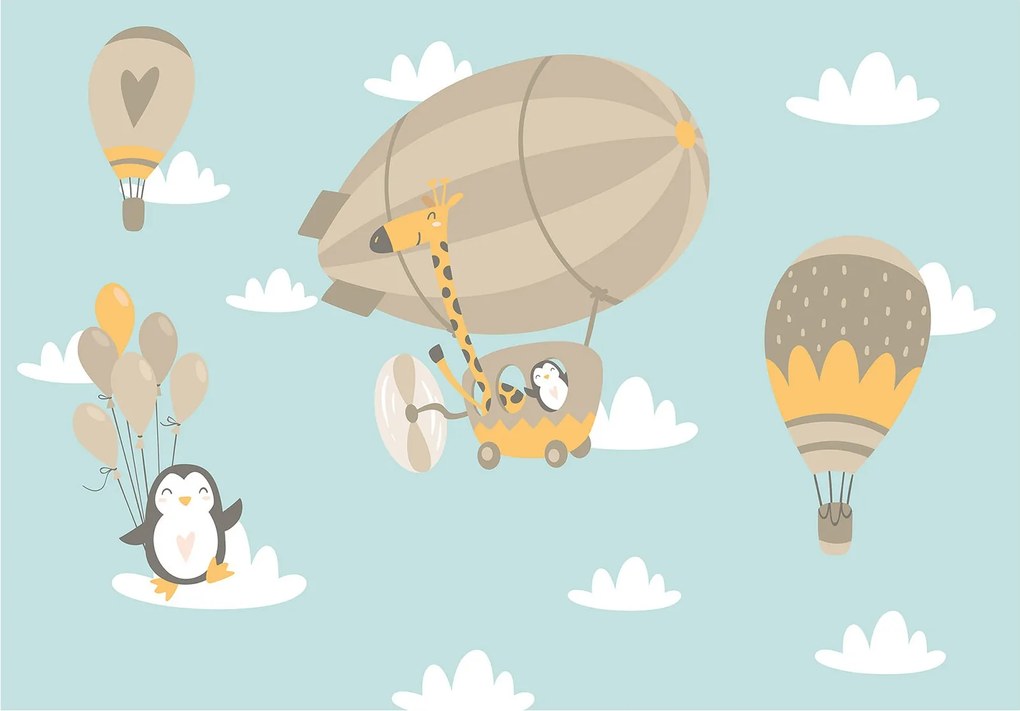 Fotótapéta Állatok a felhőkben Zeppelin léggömb 368x280 Gyerek +ragasztó