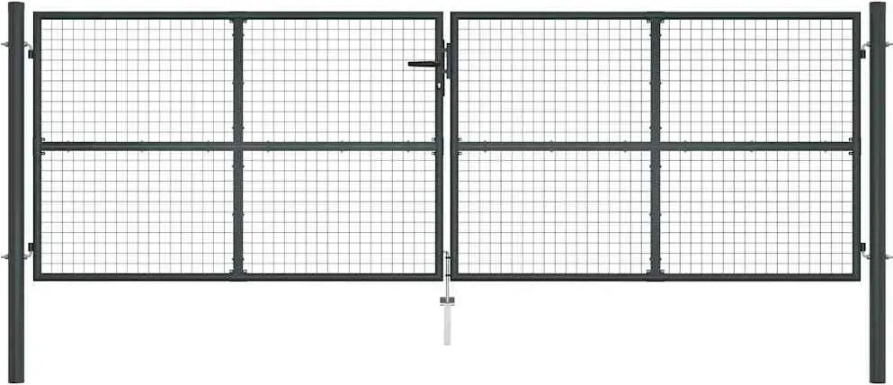 vidaXL szürke horganyzott acél hálós kerti kapu 400 x 125 cm