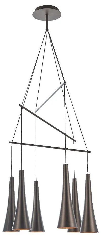 PREZENT 64412 MADERA Többágú Függesztett Lámpa Kávé, Réz LED IP20