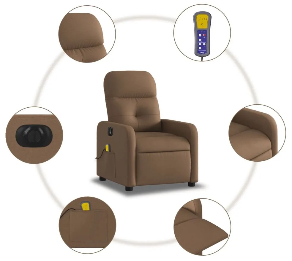 vidaXL barna szövet dönthető elektromos masszázsfotel