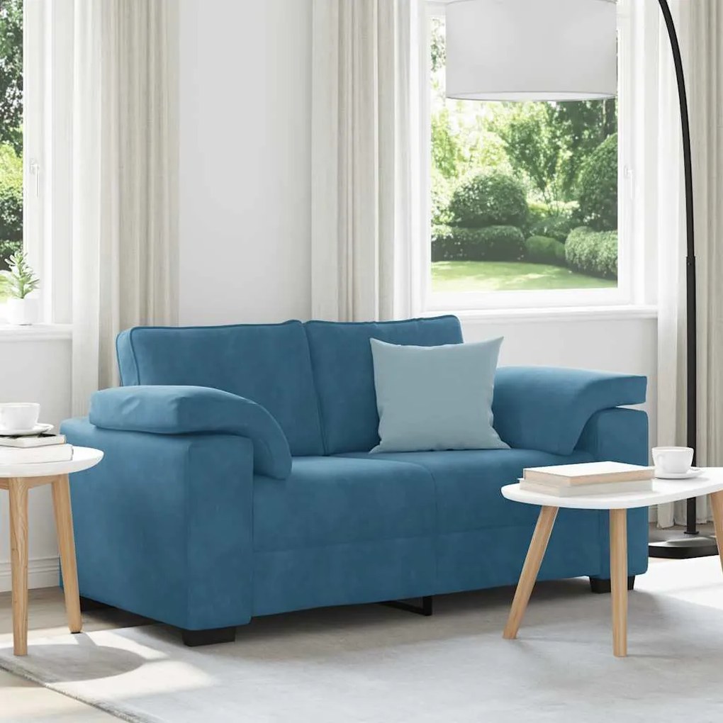 vidaXL kék bársony loveseat kanapé 120 cm