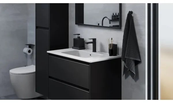 Fürdőszobai szekrény mosdóval MOLDE 80 cm fekete