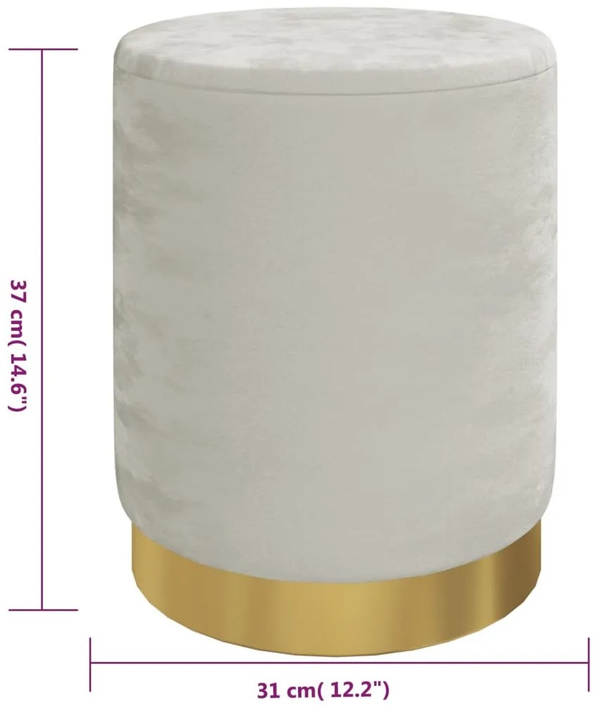 világosszürke kerek bársonyülőke tárolóval 31 x 37 cm