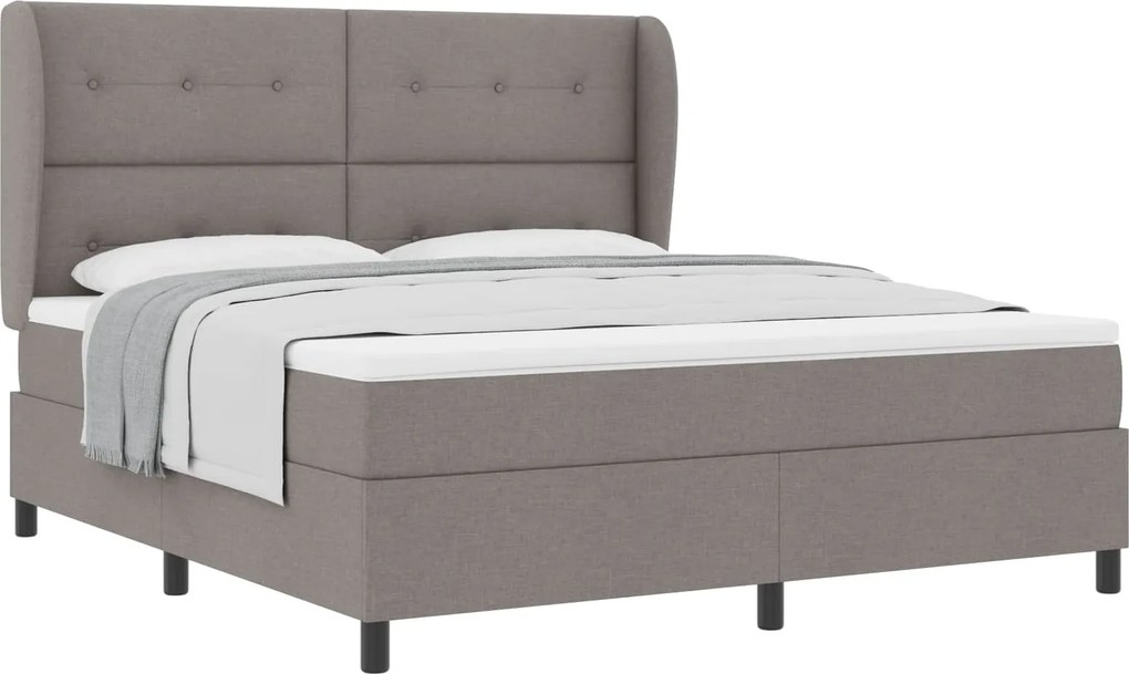 vidaXL Boxrugós ágy matracmal fejtámlával Tópszínű 180 x 200 cm szövet