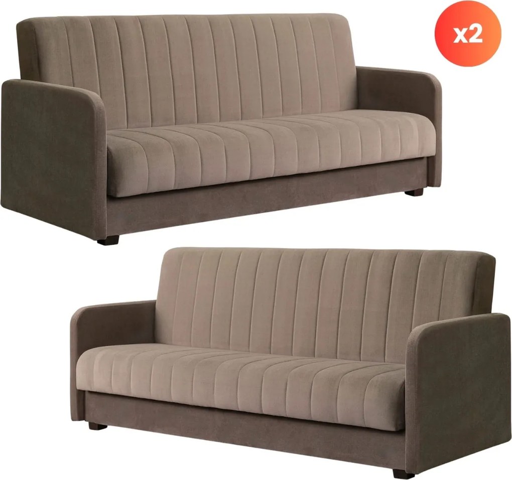 2 db-os szett, ágyazható kanapé bézs színben PORTO