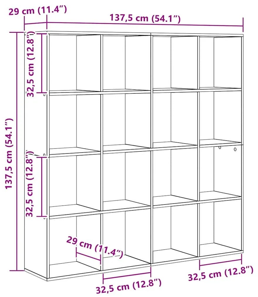 Könyvespolc Musta tammi 137.5 x 29 x 137.5 cm Faanyag