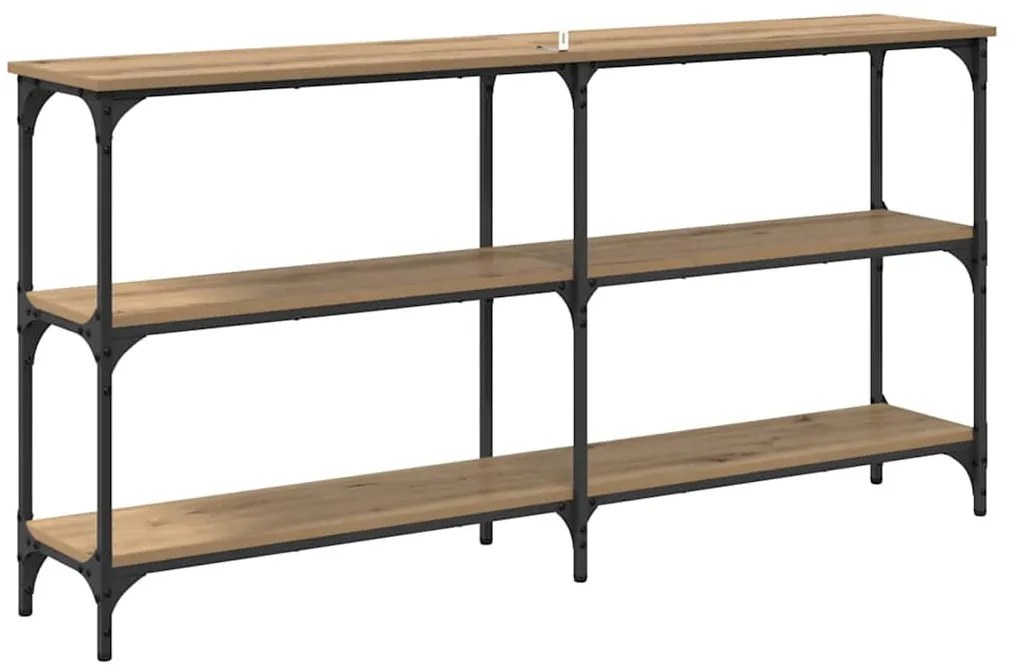 vidaXL Konzolasztal Artisan tölgy 150 x 29 x 75 cm Mérnöki fa és fém