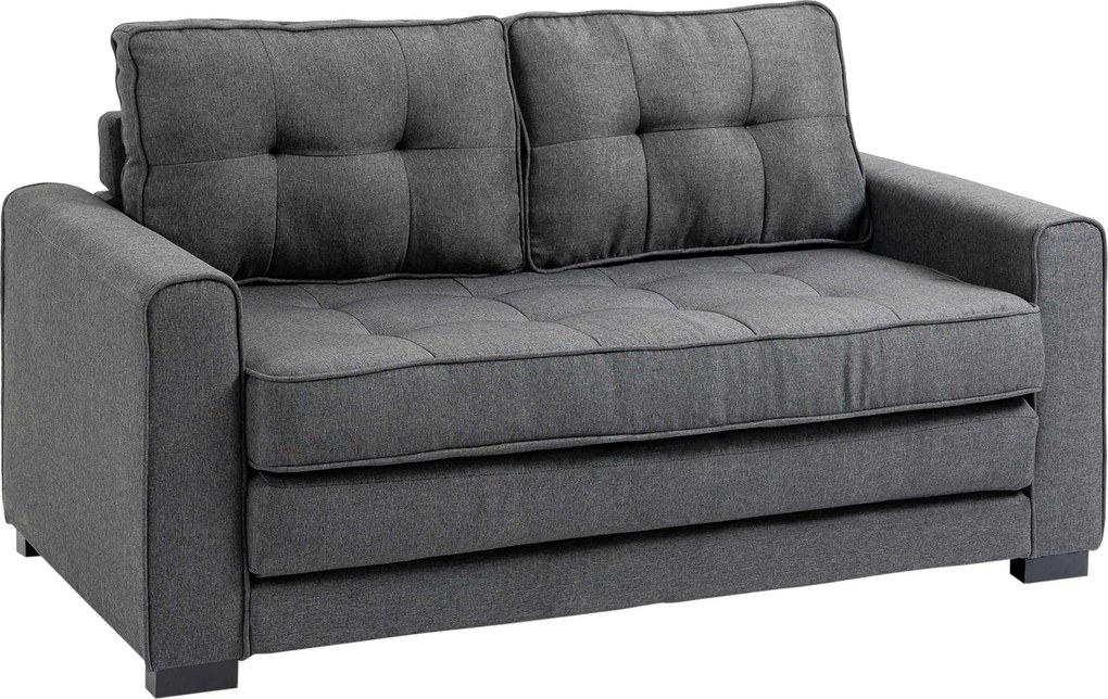 HOMCOM Kihúzható Kanapé 2 Fős Szövet Kanapé Ágy Funkcióval Szürke Gumifából 147,5 x 75 x 85 cm | Aosom