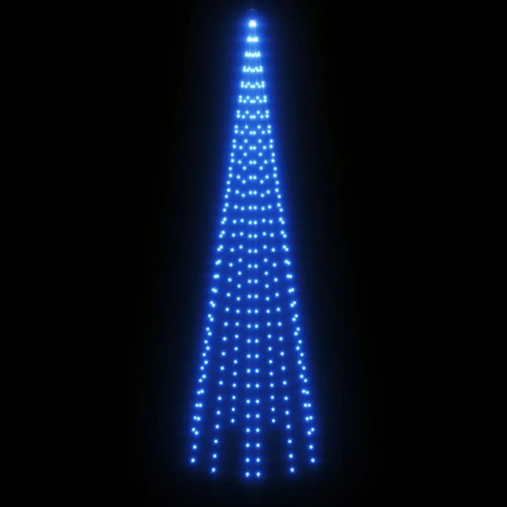 karácsonyfa zászlórúdon 310 kék LED-del 300 cm