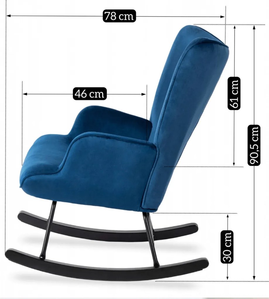 Hintafotel Sötétkék Bársony Kárpittal. ELIS