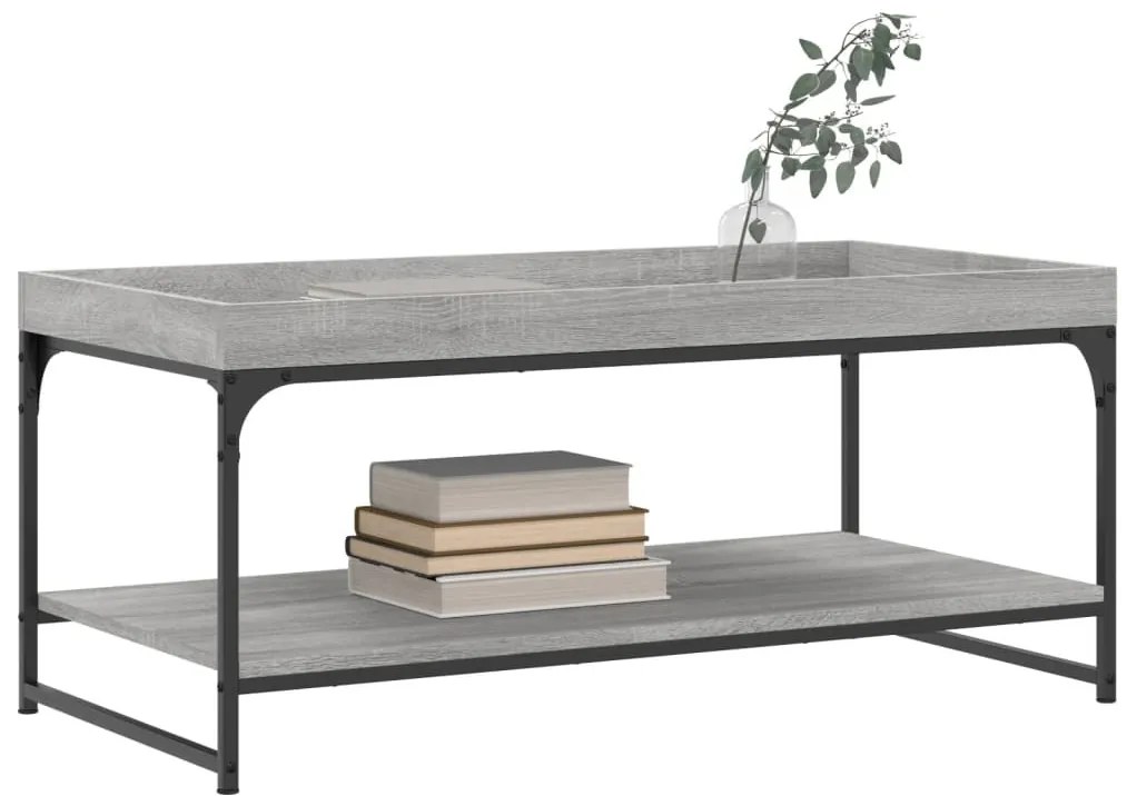 Szürke sonoma szerelt fa dohányzóasztal 100x49x45 cm
