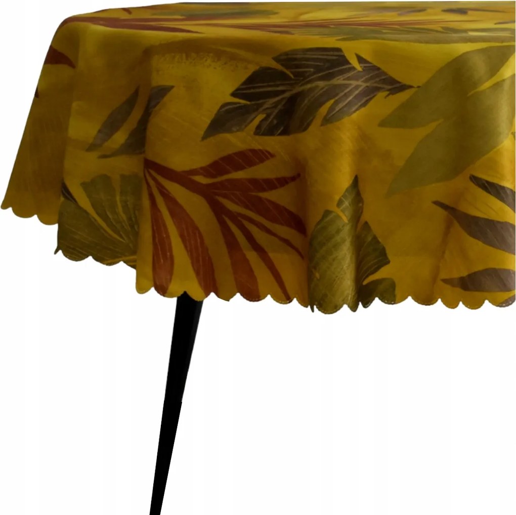 Abrosz Foltálló Ovális 120X270 Asztalra Ovális Fall Sárga Csillogó Levelek
