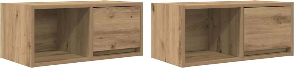 vidaXL 2 db kézműves tölgy szerelt fa TV-szekrény 60x31x25,5 cm