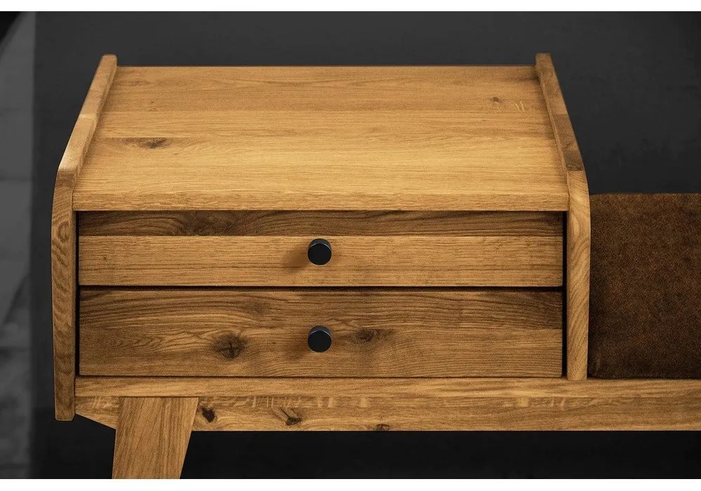 Fiókos tölgyfa pad, narancssárga ülőrésszel Retro - The Beds