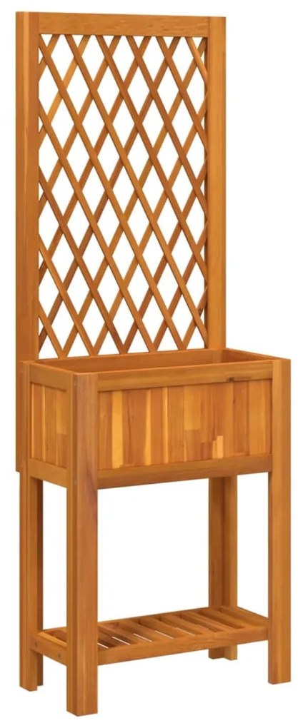 tömör akácfa rácsos ültetőláda polccal 55 x 29,5 x 152 cm