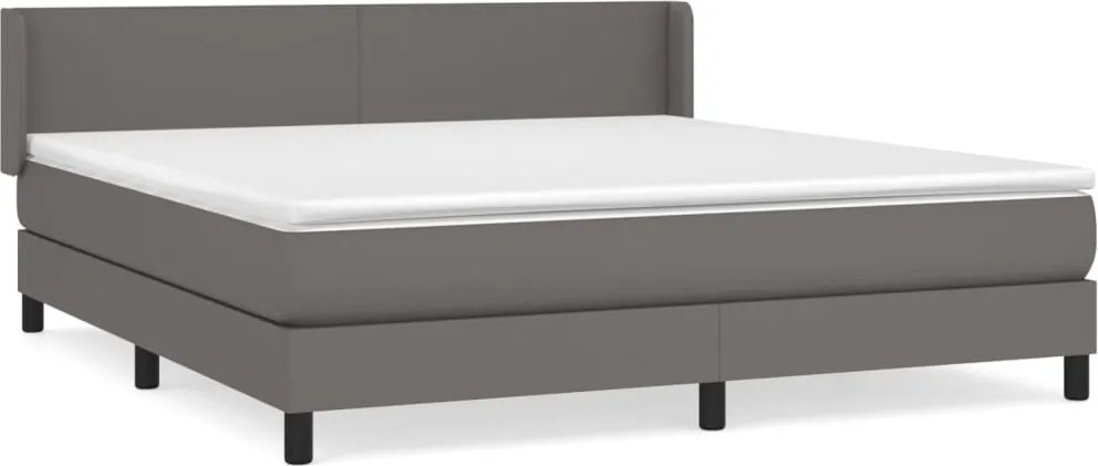 vidaXL szürke műbőr rugós ágy matraccal 160 x 200 cm