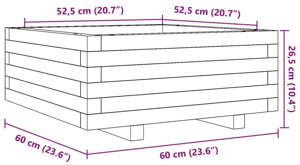 vidaXL viaszbarna tömör fenyőfa kerti virágláda 60 x 60 x 26,5 cm
