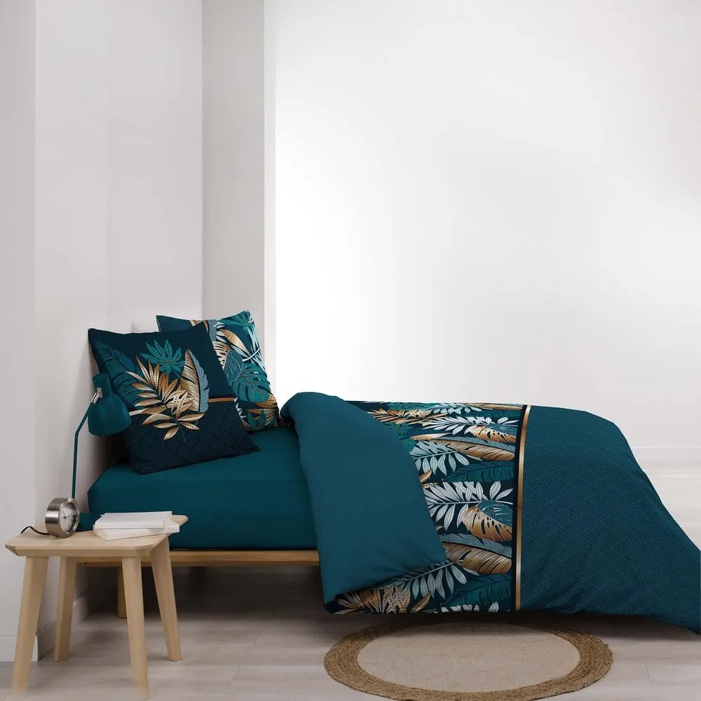 Kék kétszemélyes hosszabbított pamut ágyneműhuzat 240x220 cm Alianor – douceur d'intérieur