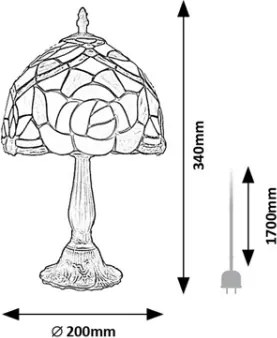 Brilagi - Tiffany vitrázs asztali lámpa GARLAN 1xE14/40W/230V